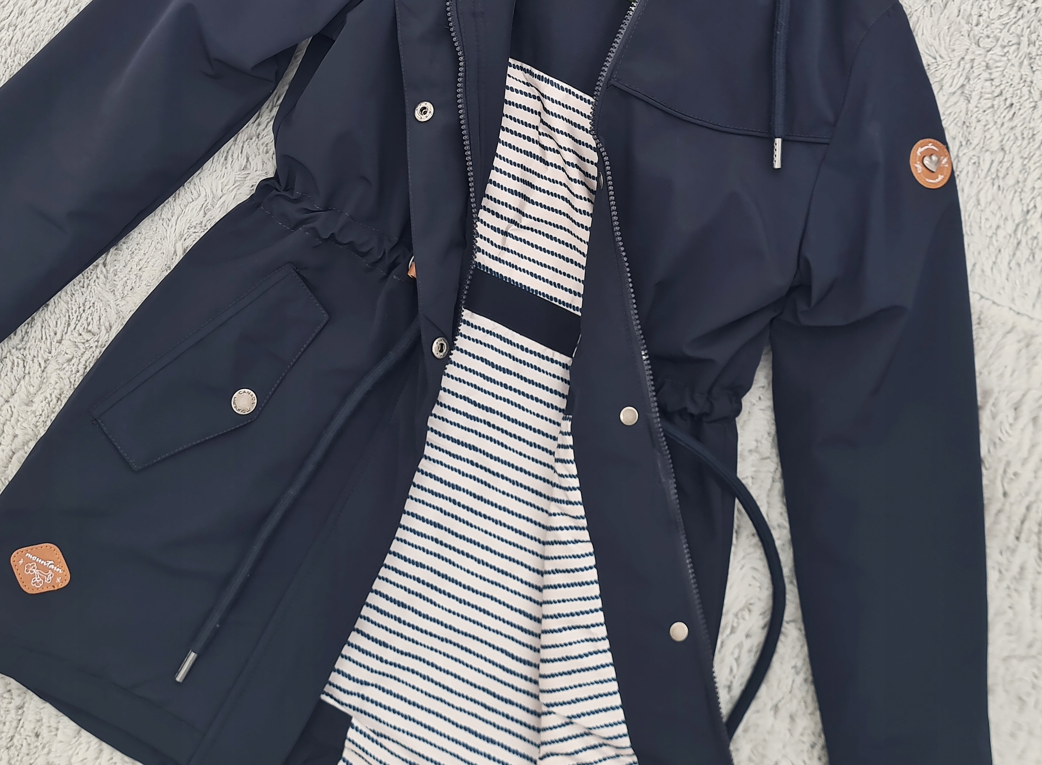 PRZEJŚCIOWY TALIOWANY PARKA PŁASZCZ Z KAPTUREM XXL Wypełnienie syntetyczne