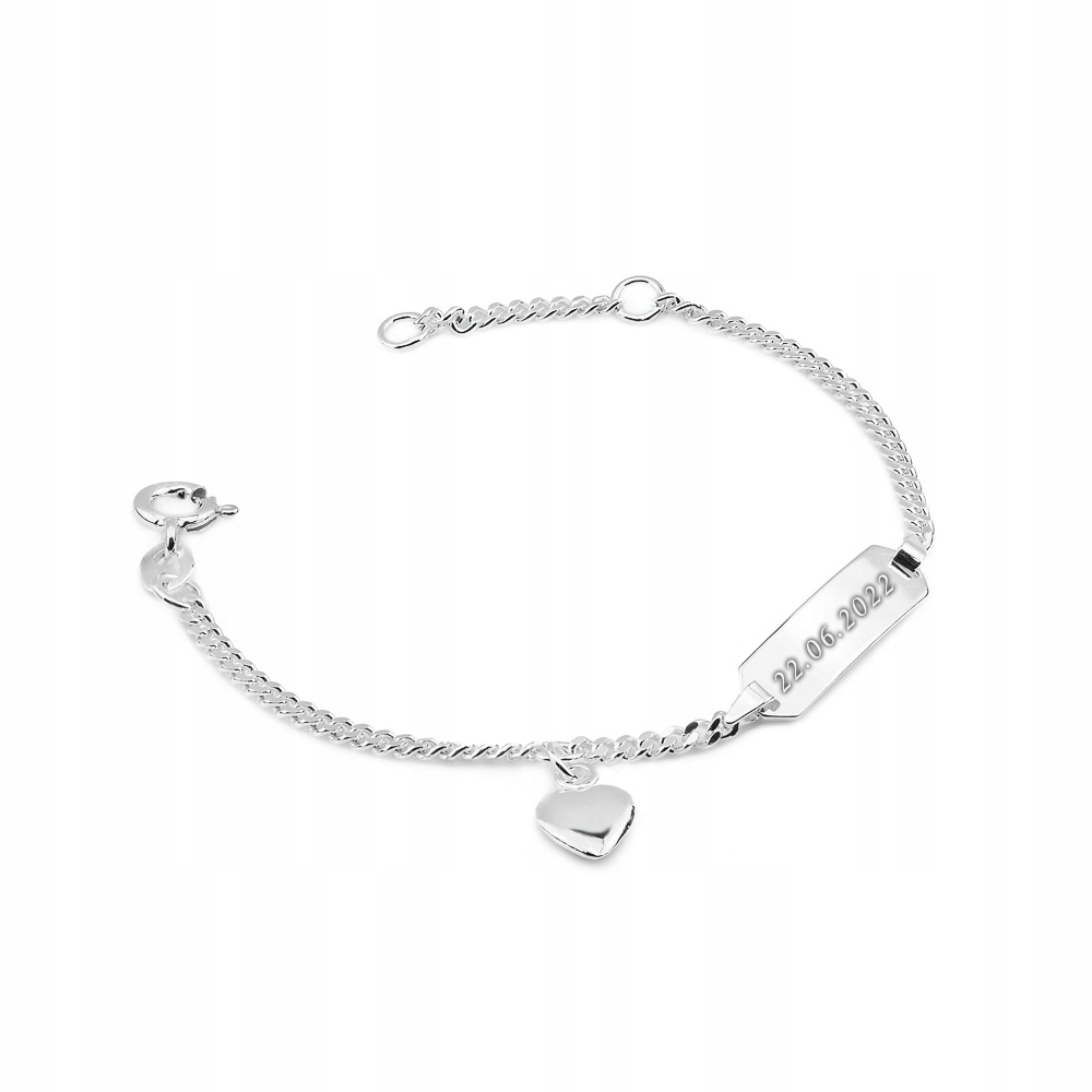 SREBRNA BRANSOLETKA DZIECIĘCA p.925 SERCE + GRAWER