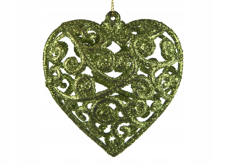

6x Bombka zielona serce
