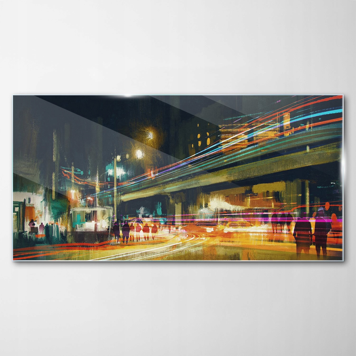 Tvrzený skleněný obraz Město Noc Ulice 100x50