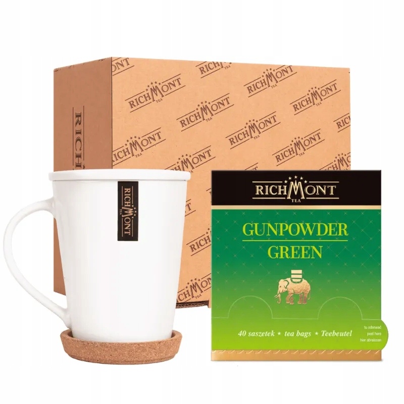 Herbata Richmont Gunpowder Green 40 szt porcelanowy zestaw do herbaty