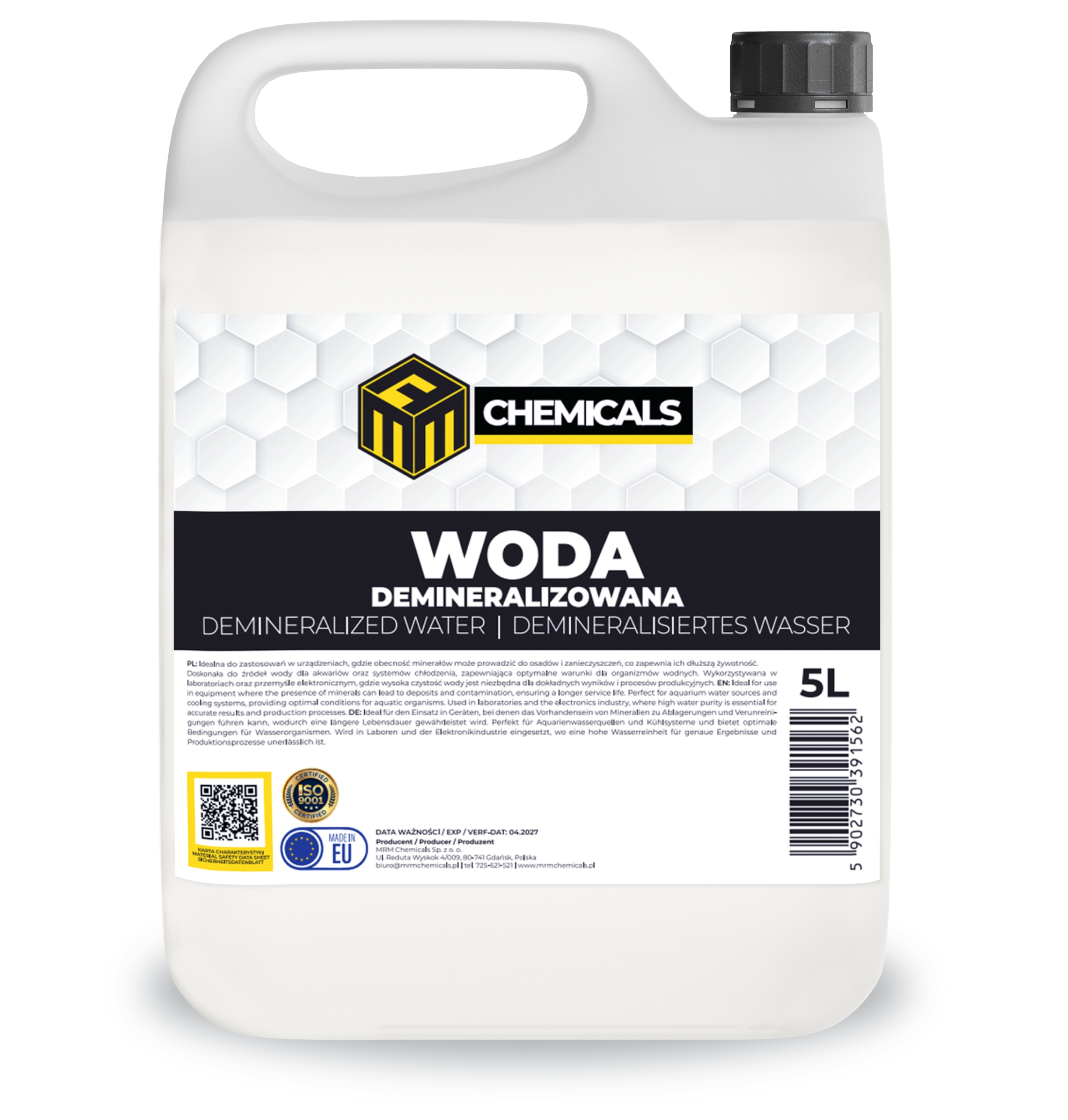 Woda Demineralizowana 5L do żelazka, parownic, klimatyzacji, farmaceutyczna