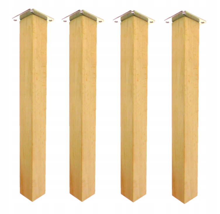 Sada nôh drevená nábytková noha štvorcová 5x5x74 cm surové upevnenie