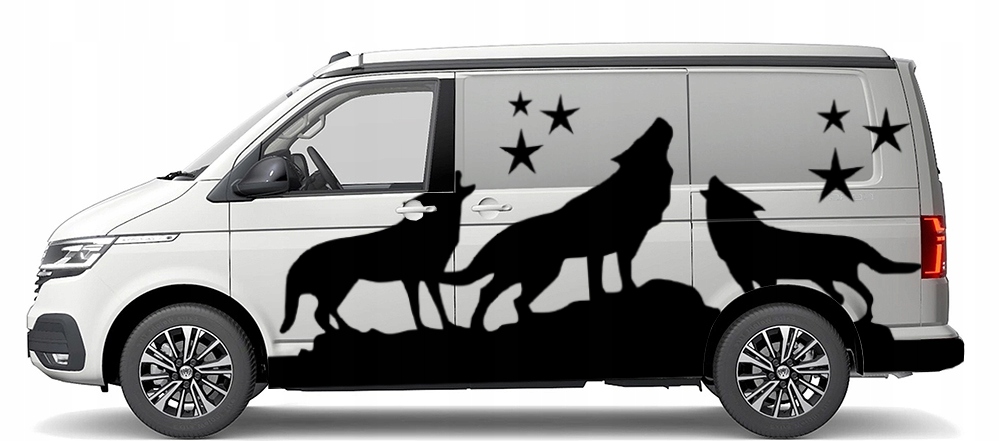 NAKLEJKA Grafika na kamper Przyczepę WILK WILKI WOLF WILD NATURE 90x228 Długość (cm) 228 cm