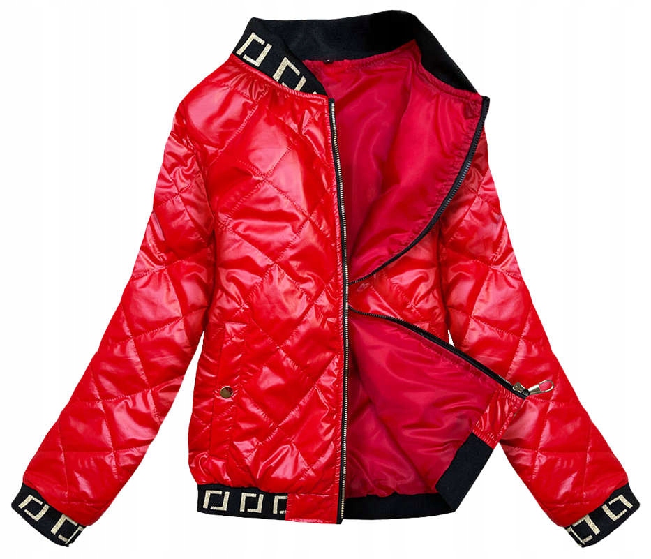 Bunda S Ozdobnými Lemami B9798 Červená M (38)