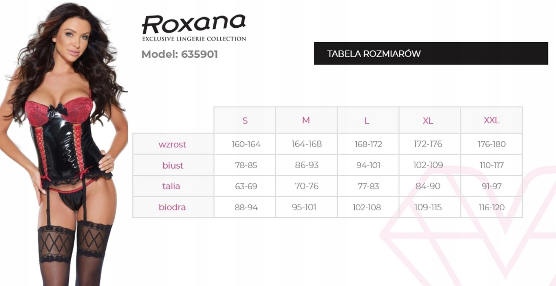 Gorset i stringi 6359 XL ROXANA Kolor czerwony
