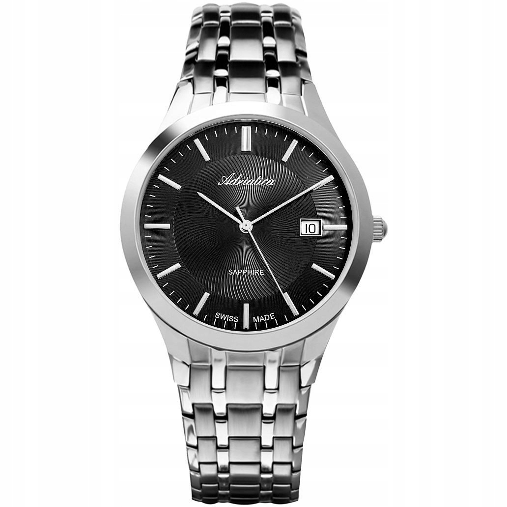 Adriatica pánské hodinky stříbrné s černým ciferníkem a safírovým sklem