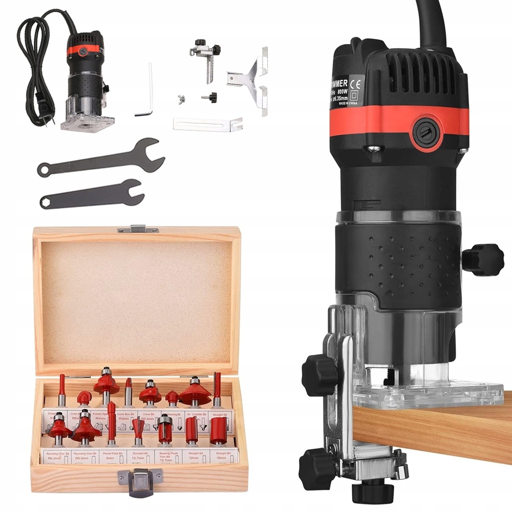 Zestaw Mocna Frezarka Krawędziowa Elektryczna 800W Do Drewna Pionowa