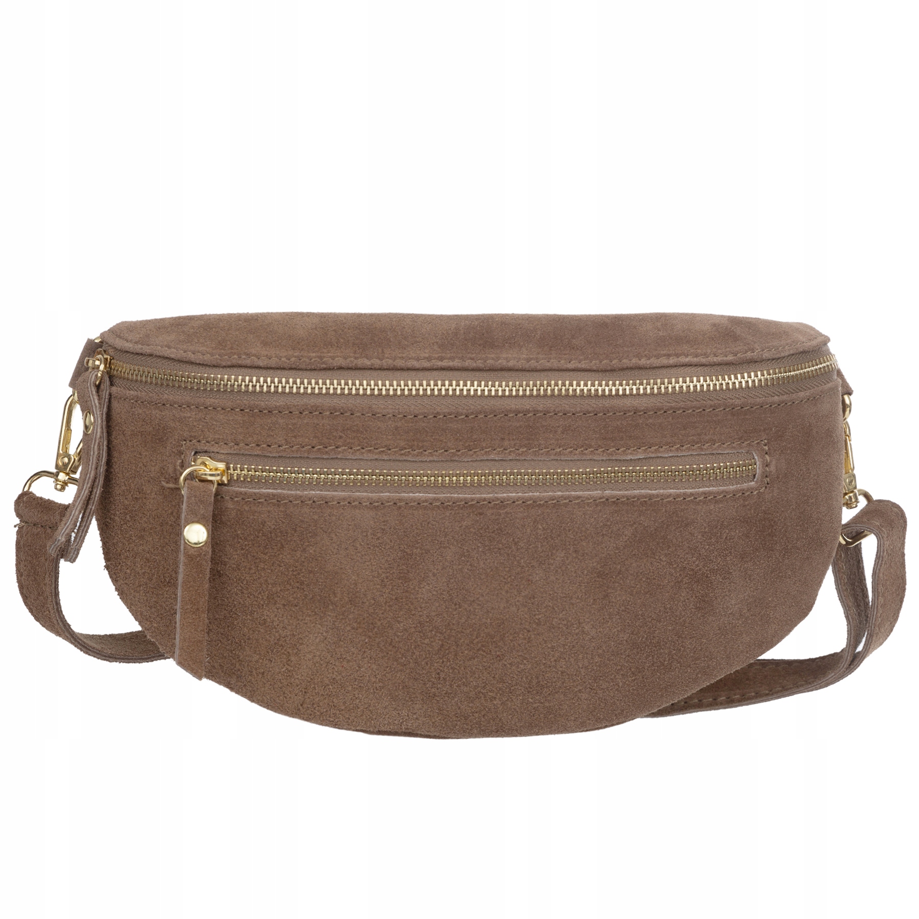 Vera Pelle torebka nerka zamszowa saszetka biodrówka listonoszka Taupe