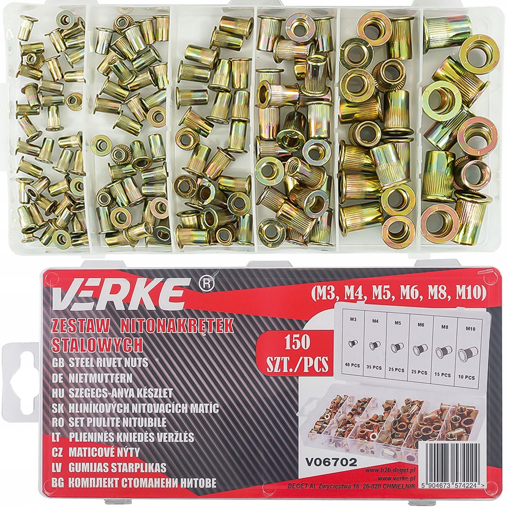 NITONAKRĘTKI STALOWE DUŻY ZESTAW NITONAKRĘTEK STALOWYCH M3-M10 150SZT