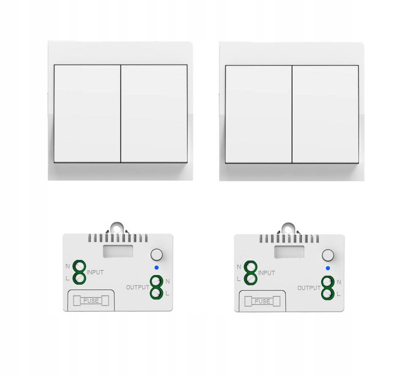 Bezbateriový bezdrátový spínač světel, vysílač 2Ks 2x přijímač