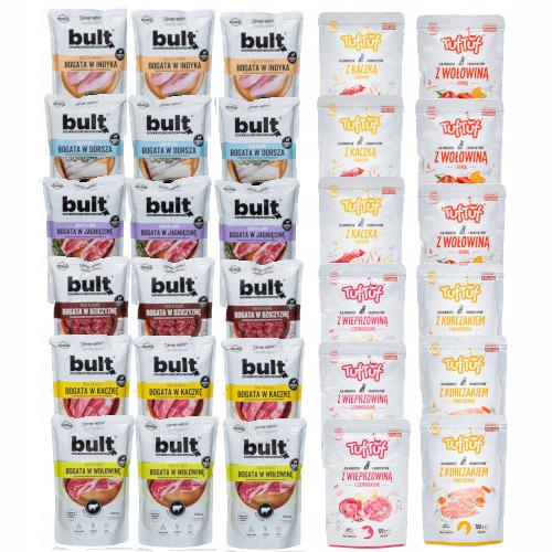 Zestaw dla psa 30x500g: 18x Bult 12x Tuf Tuf mokra karma w saszetkach