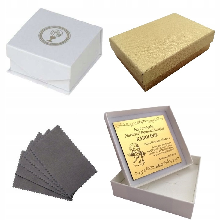 ZŁOTY ŁAŃCUSZEK I MEDALIK PREZNET NA KOMUNIĘ 18K Materiał Pozłacany