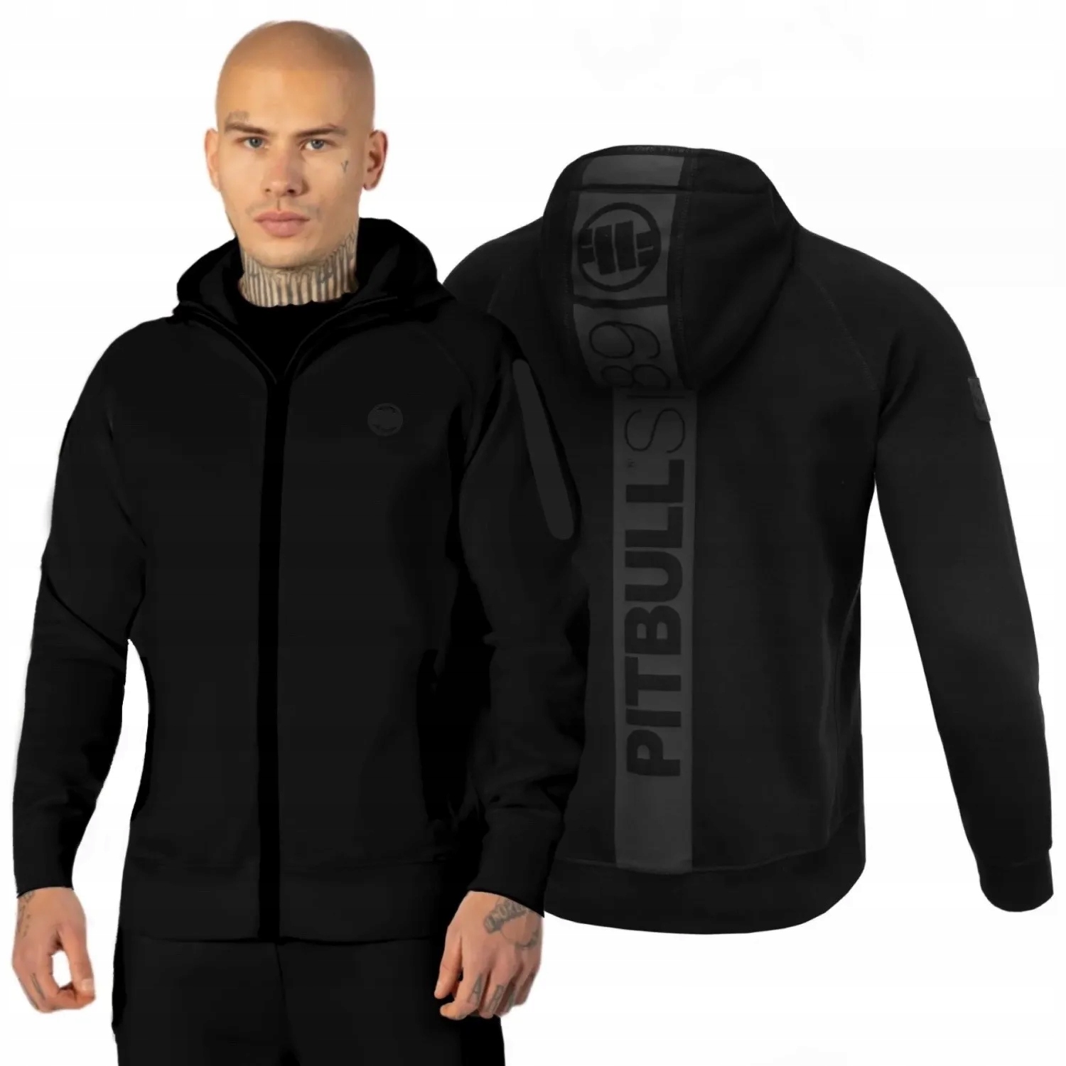Rozepínací mikina s kapucí Pitbull 300 Interlock Hermes černá M [M]