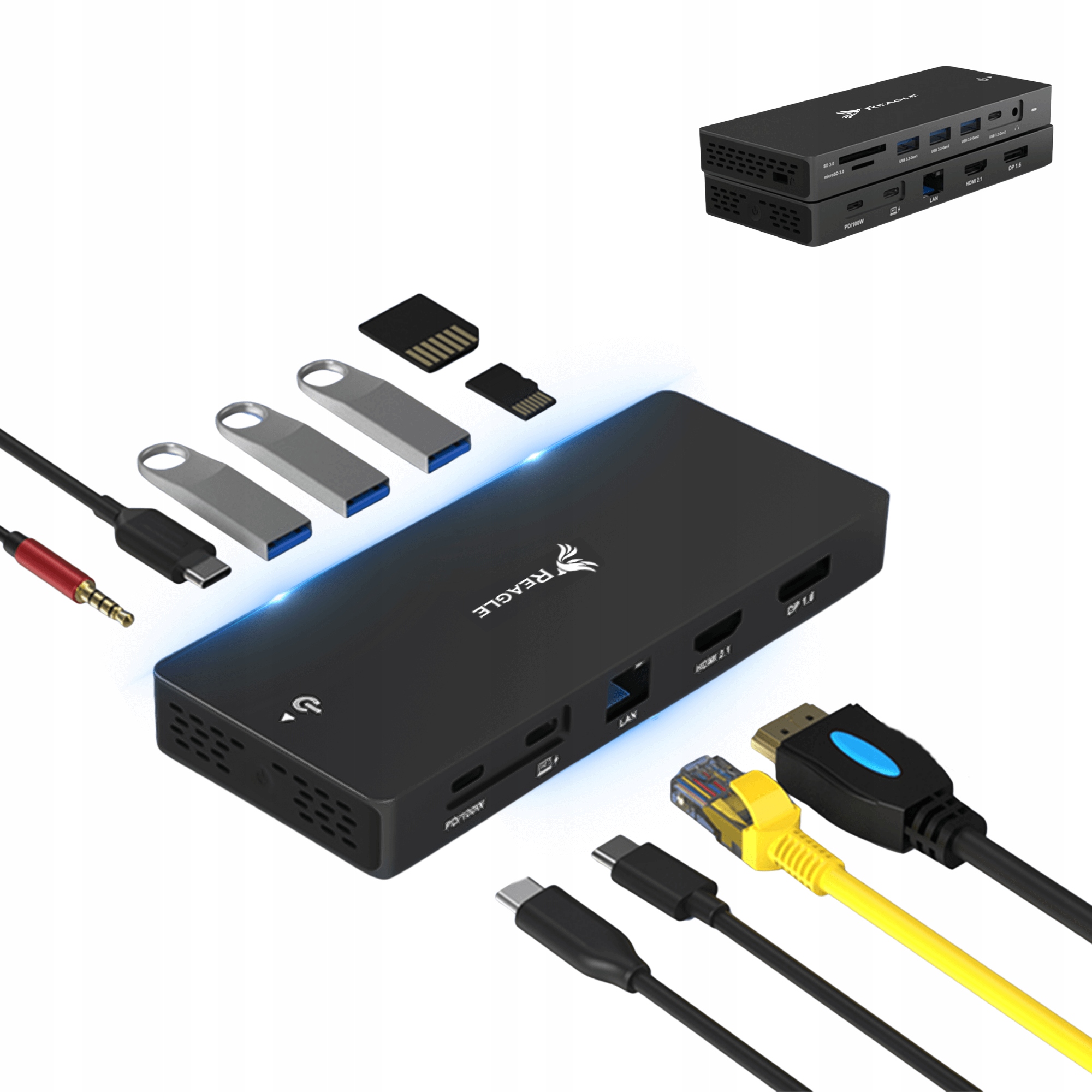 Hub Usb-c 12w1 Hdmi 2.1 Dp 1.6 8K 4K DisplayPort Mst Stacja Dokująca 100W