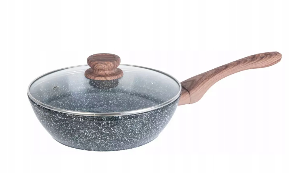 PATELNIA Z POKRYWKĄ MARMUR WOK Ø24cm POKRYWA