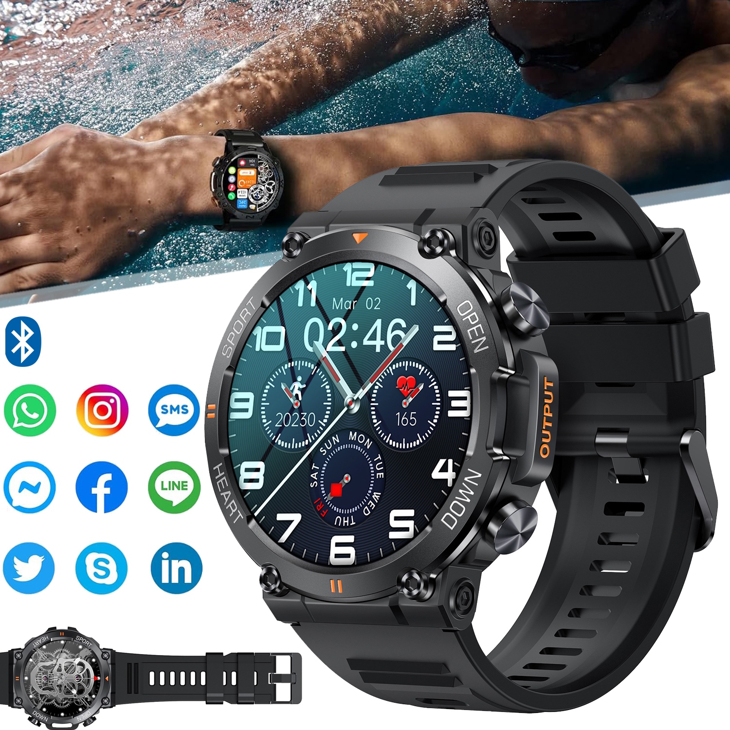 INTELIGENTNY ZEGAREK, WATCH DLA KOBIET I MĘŻCZYZN, Z FUNKCJĄ DZWONIENIA