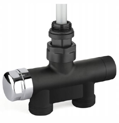 Jednoduchý ventil pre radiátor Mono/čierny Mat. 50 mm M30x1,5CU/PEX