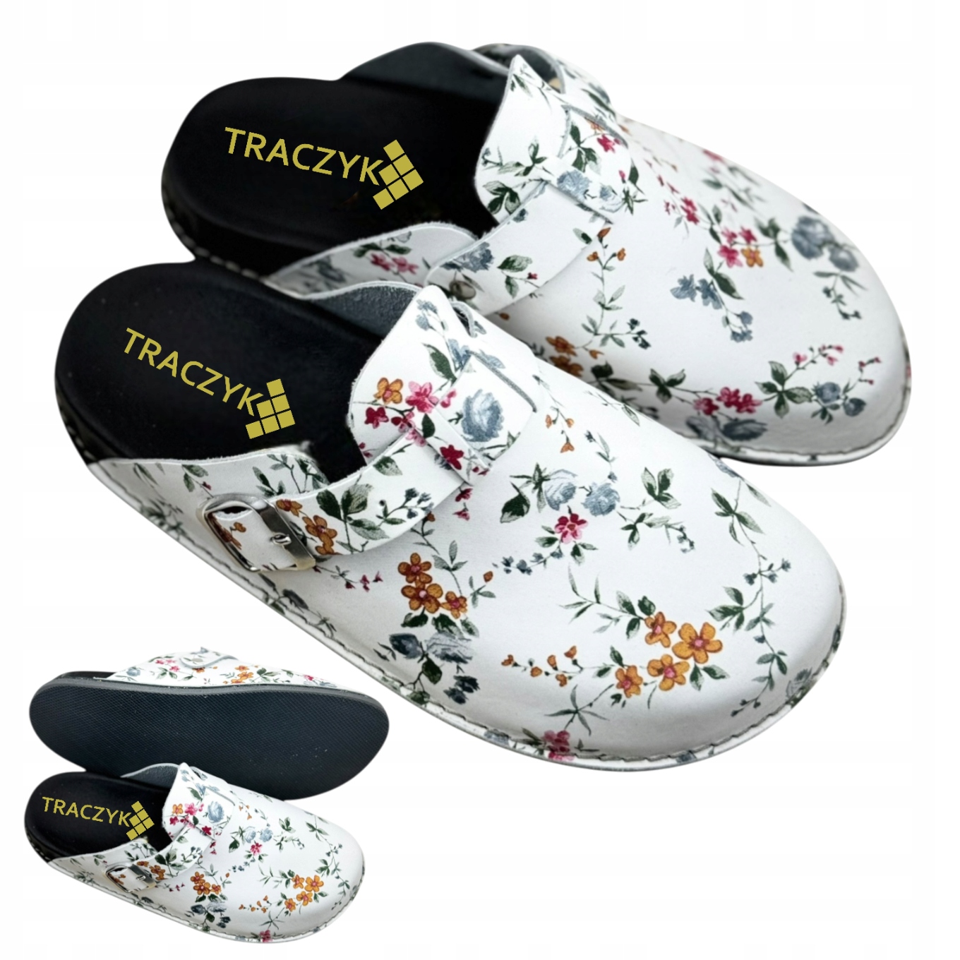 Lehké Nazouváky z přírodní kůže, Květiny, Pohodlné, ortopedická stélka vel. 38