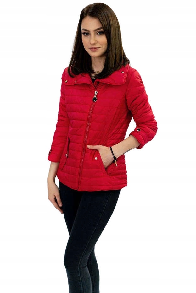 Bunda S Vysokým Stojáčkem DL016 Červená M (38)