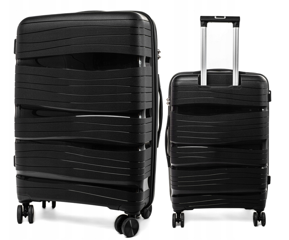Walizka Duża Wytrzymała Polipropylen Lekka Cicha Rgl Bagaż Czarna Tsa