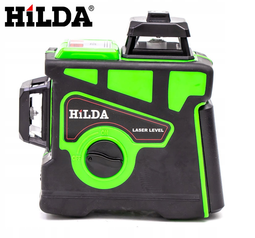 HILDA POZIOMICA 3D 12 LINII LASER KRZYŻOWY SAMOPOZIOMUJĄCY NIWELATOR TARCZA Zasilanie akumulatorowe