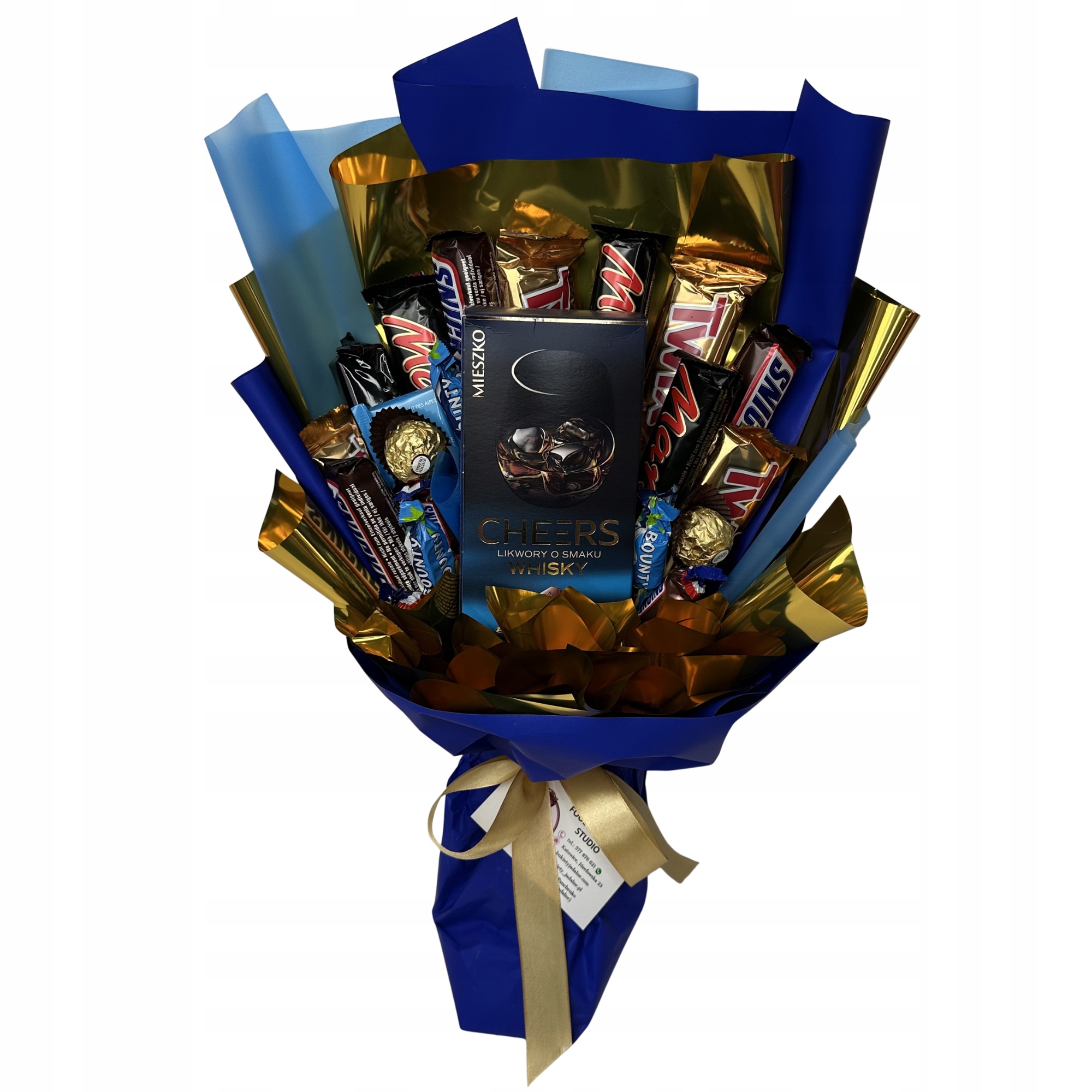 Levně Dárková Sada Tmavě Modrá Kytice Den Mužů, Jmeniny, Narozeniny 18 50