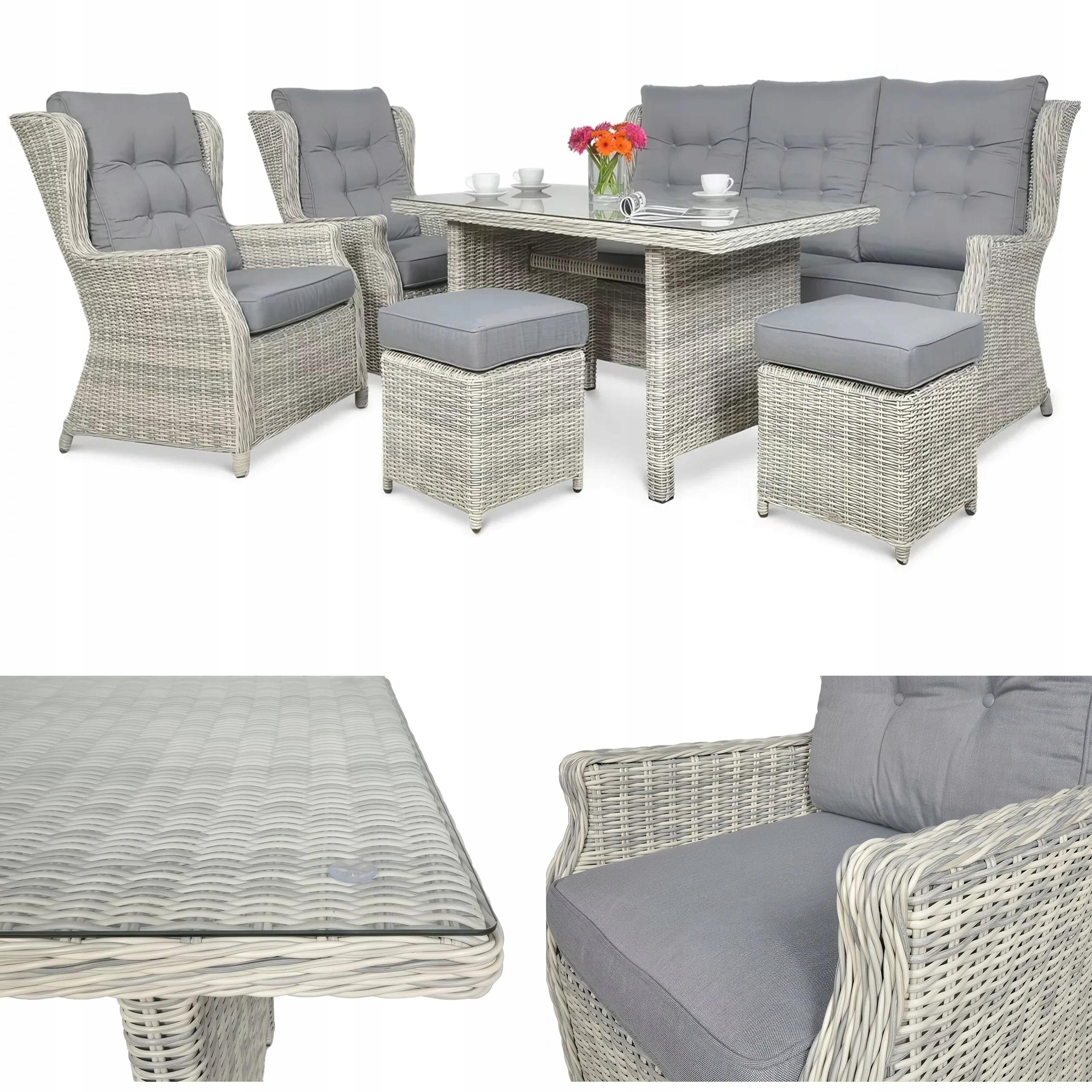 Zestaw Mebli Ogrodowych Technorattan Trivento Stół Sofa Fotel na Taras 7os