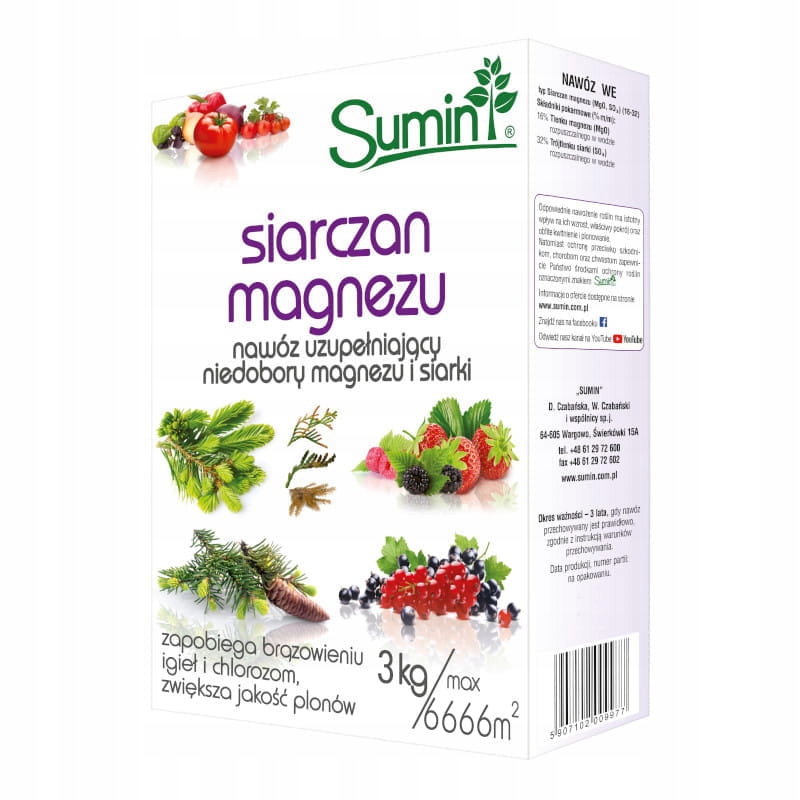 

Siarczan Magnezu - Nawóz Magnez i Siarka 3kg Sumin