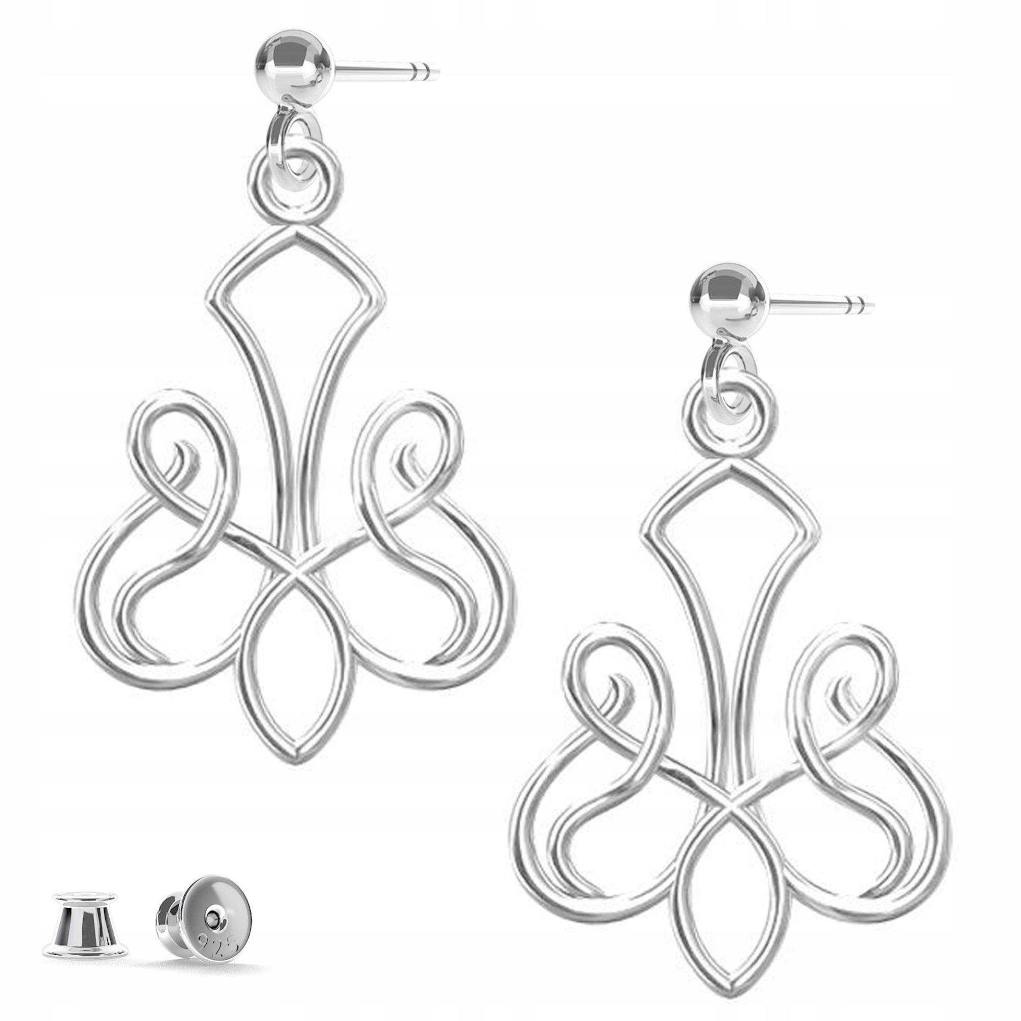 Stříbrné náušnice visací Ažurové 925