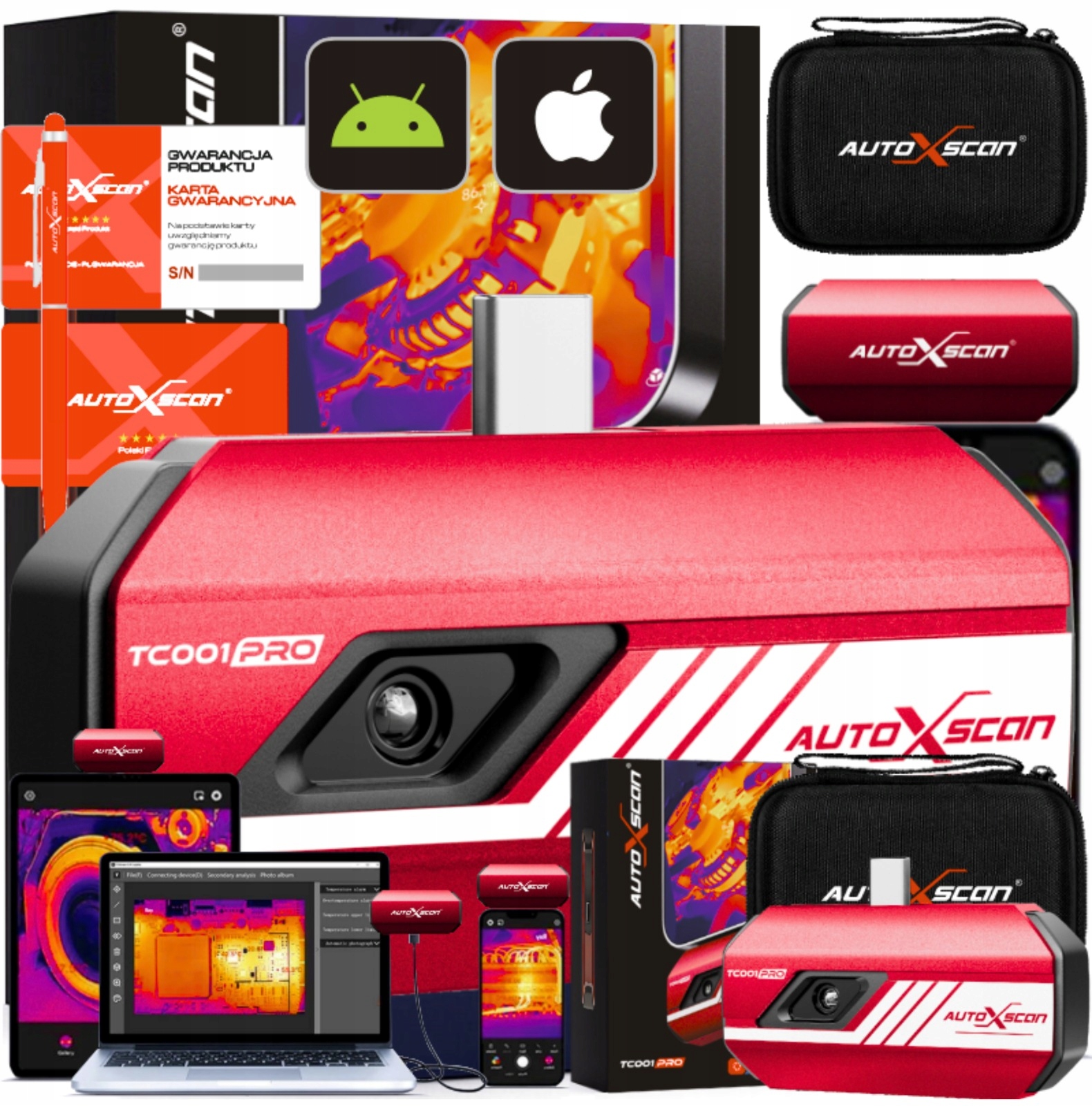 Termovizní Usb kamera Android+iOS Autoxscan TC001PRO 256x192 Polština
