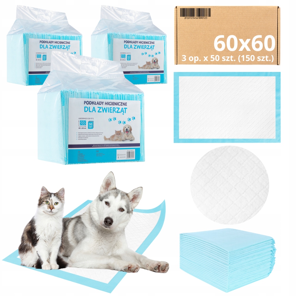Podložky MediBed absorpční tréninkové Podložky 500 ml Pro Zvířata 60x60 cm 150 ks