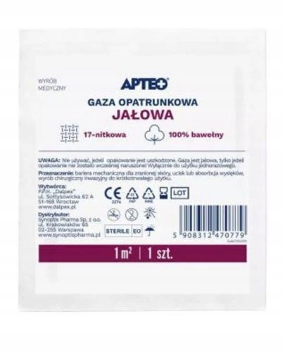 

Apteo Gaza opatrunkowa jałowa 1m2 1szt.