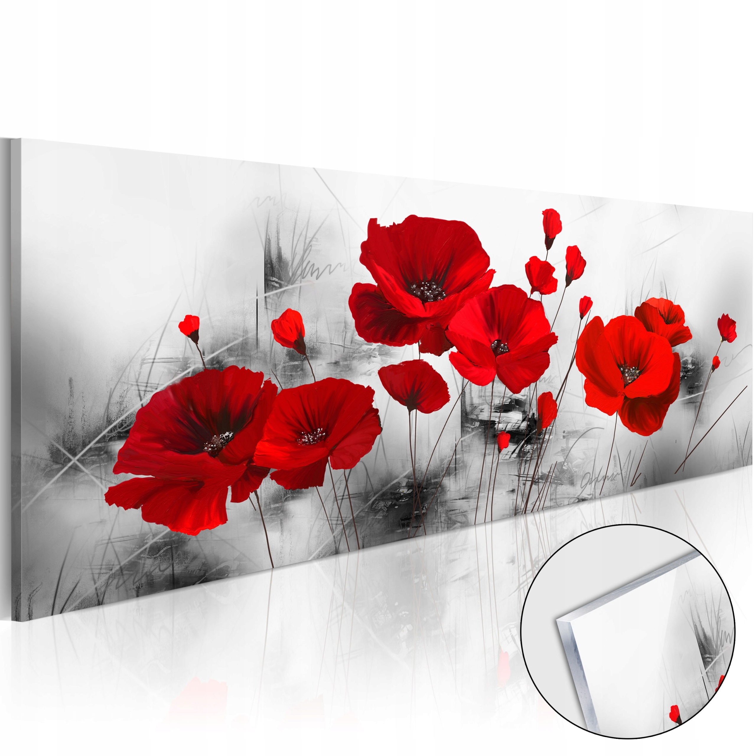 Obraz Na Akrylovém Skle 5 Dílů Triptych Červené Máky Květiny XXL 135x45