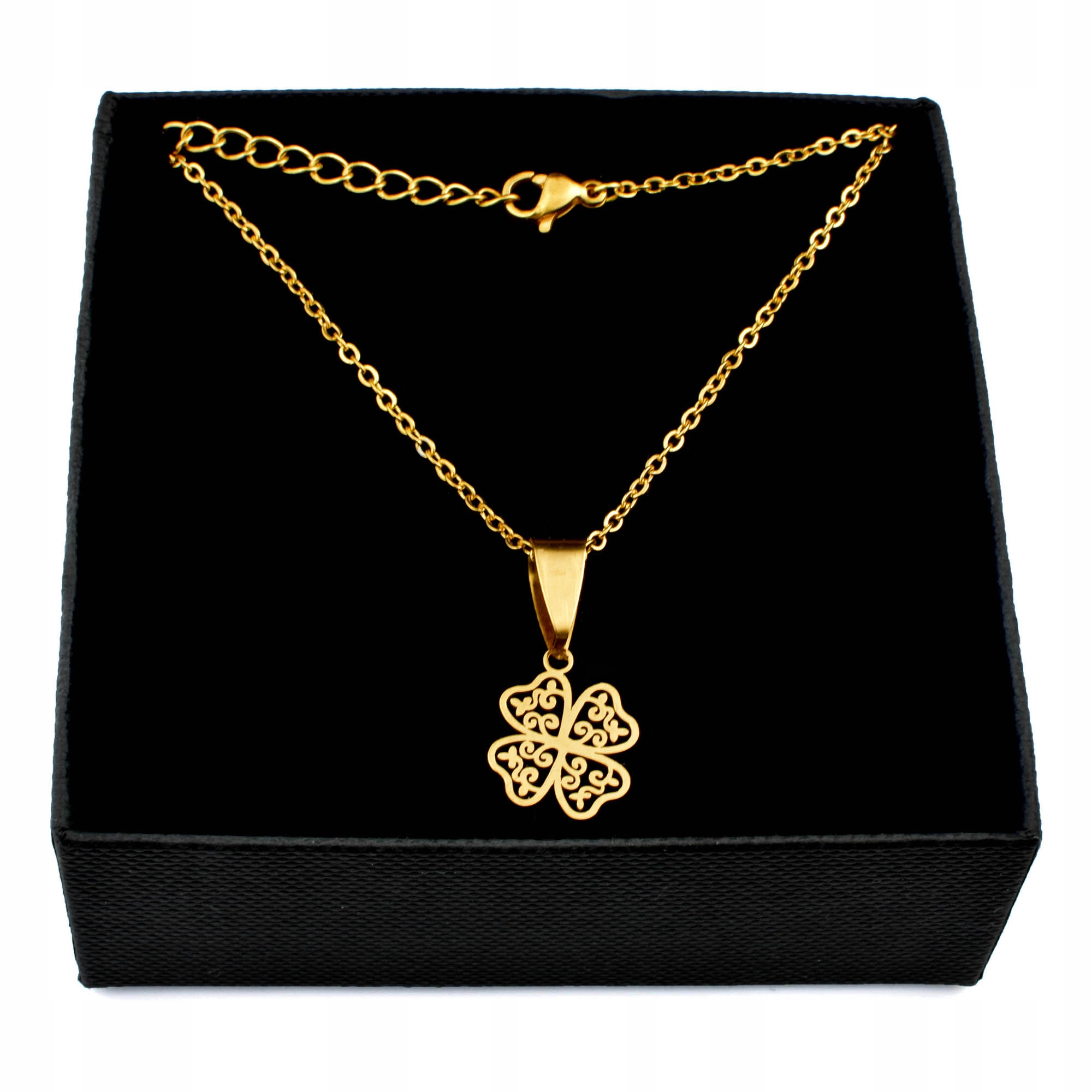 

Naszyjnik Złoty Koniczynka Ażurowa Stal 55 cm