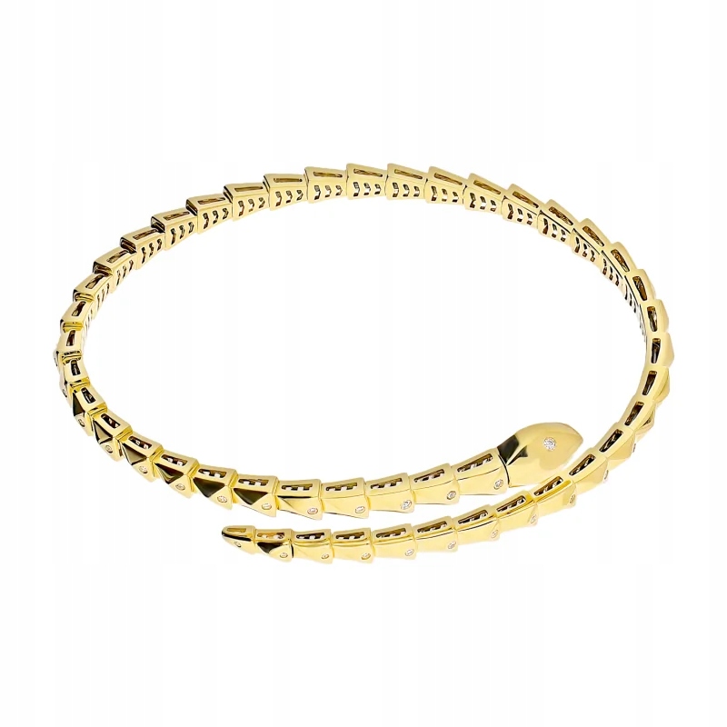 Moderní zlatý náramek 585 Had s bílými diamanty 14.7 g jako dárek