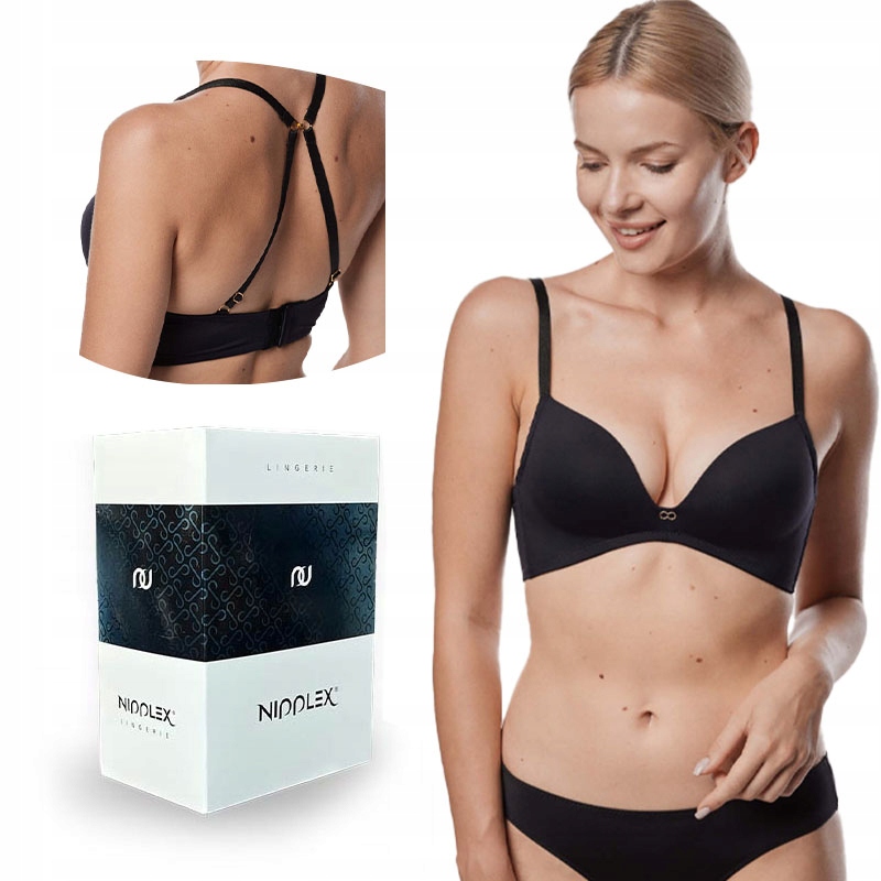 Podprsenka Push Up bez kostic Nipplex Amelia Černá 70D