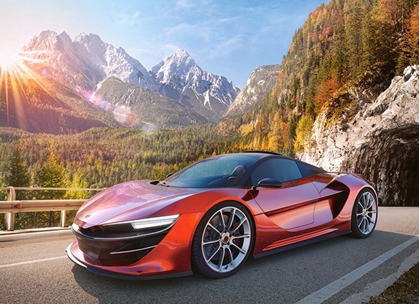 PUZZLE 100 UKŁADANKA WIDOK AUTO SPORTOWE SAMOCHÓD WYŚCIGOWY GÓRY 6+ CASTOR