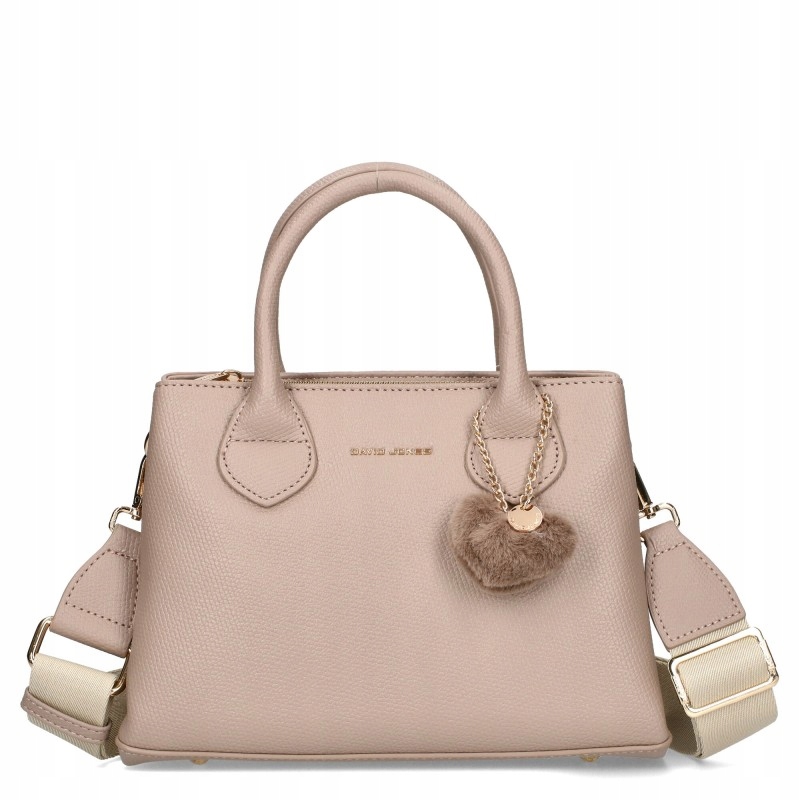 Kabelka David Jones vizitková, elegantní, malý kufřík, přívěsek srdce béžový