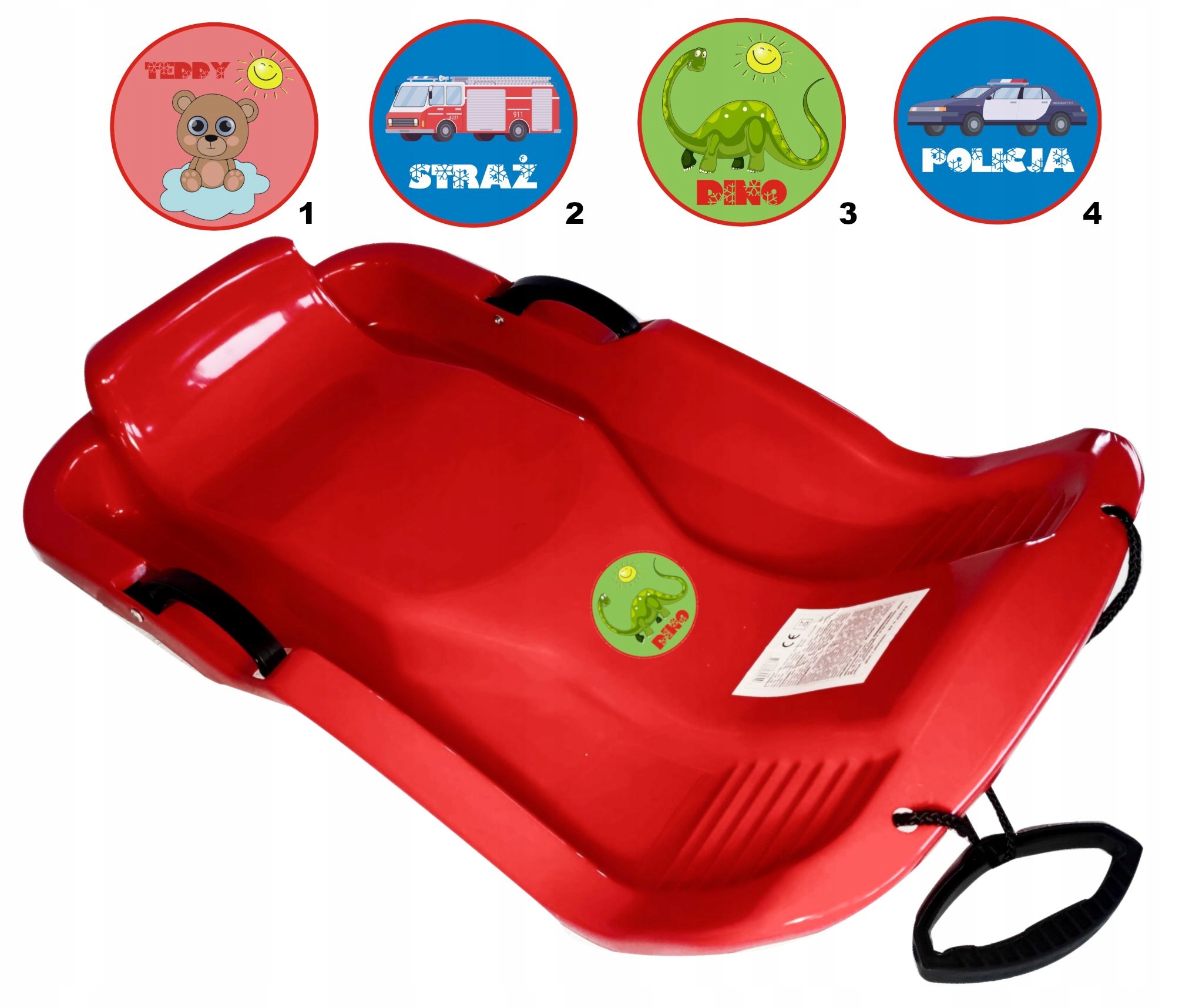 MOCNE SANKI Z OPARCIEM I HAMULCEM DLA DZIECI ŚLIZG