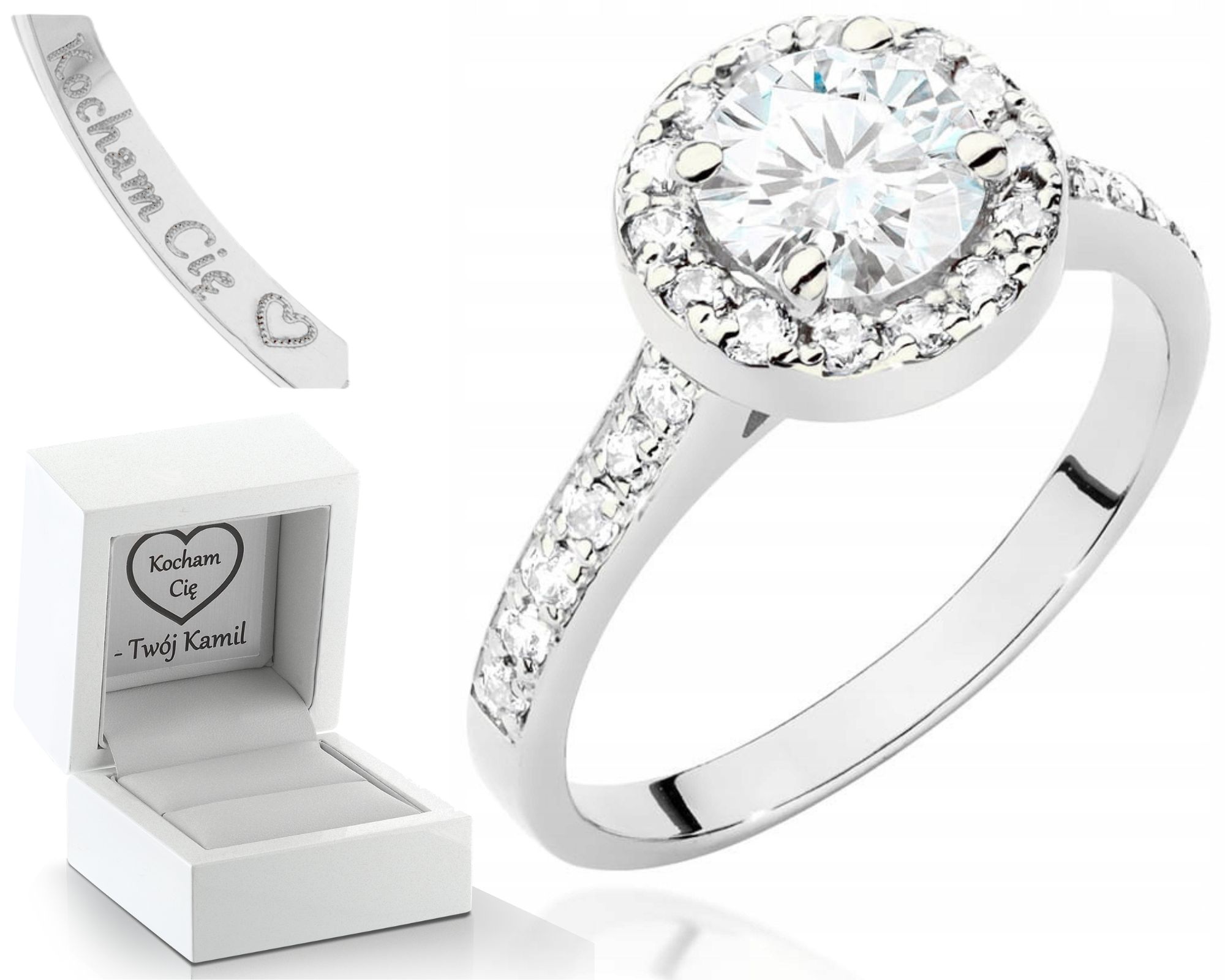 Bílý Zlatý Prstýnek S Brilianty 585 Gravírování