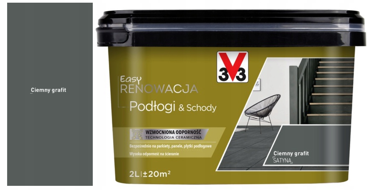 Barva V33 Podlahy a schody Renovace Tmavý Grafit satén 2L