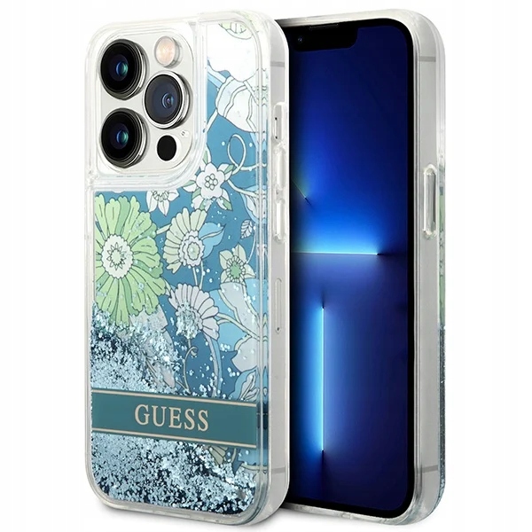 Pouzdro Guess GUHCP14XLFLSN pro Apple iPhone 14 Pro Max zelená/zelená hardcase Flo