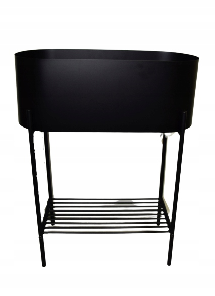 Držák Na Květináč/květináč Černý Na Černém Rámu H63 CM