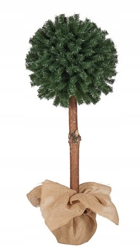 Guľka V Kvetináči 150 CM Vianočná Stromčeková Dekorácia Na Prírodnom Kmeňu V Jutovej Šatke