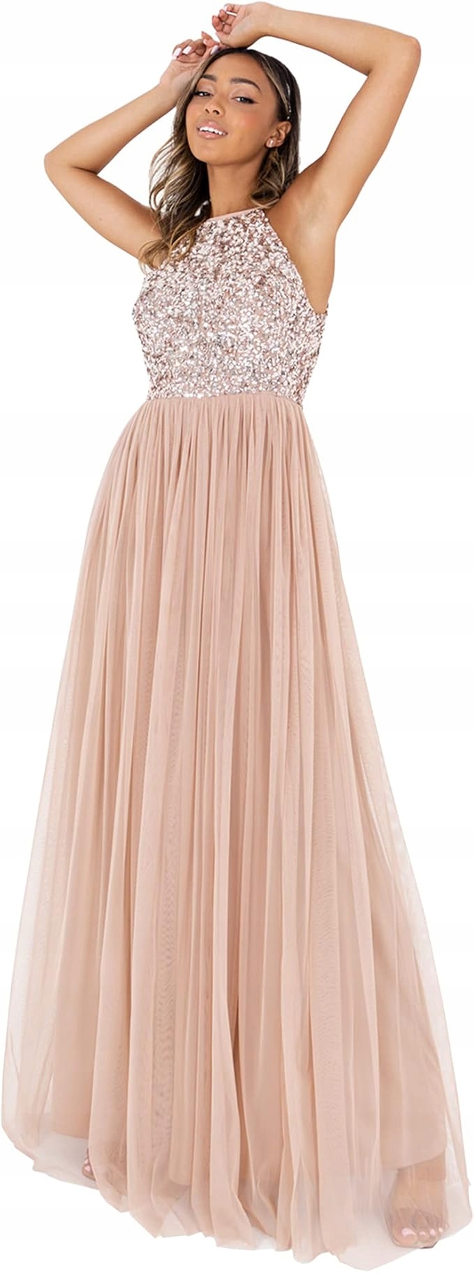 Maya Deluxe Šaty S Flitrovou Horní Částí A Tylem 42 6_A