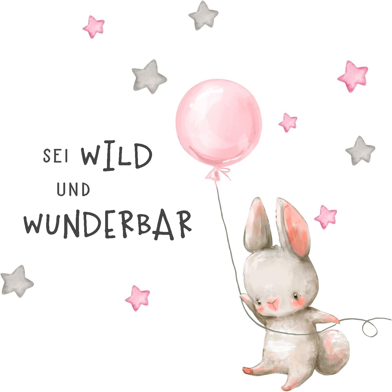Little Deco naklejka ścienna zając balon sei wild 146x72 cm dekoracja