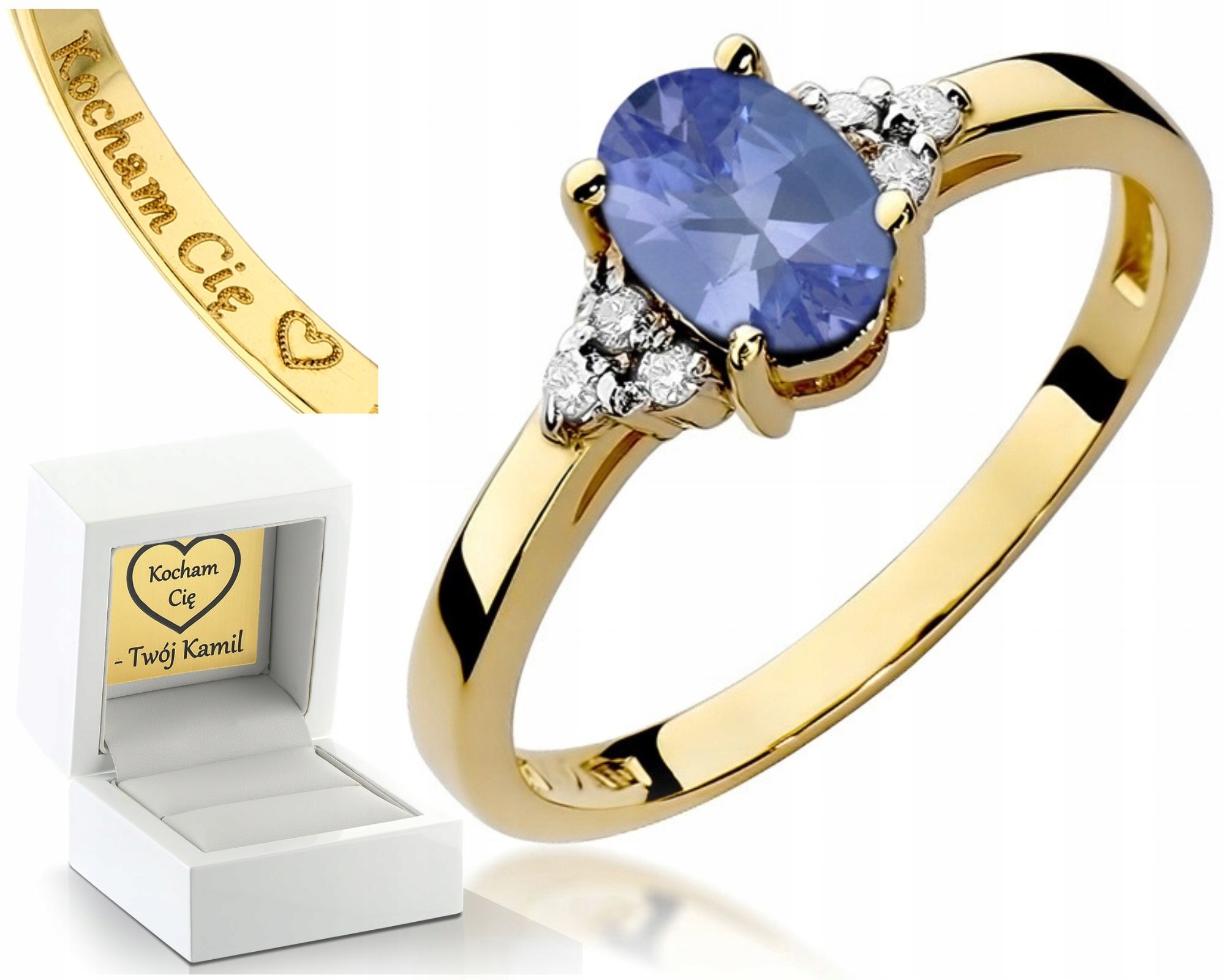 Zlatý Prstýnek Tanzanit Brilianty 0,585