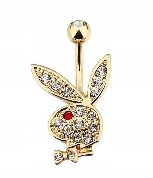Złoty kolczyk do pępka Playboy Króliczek P52