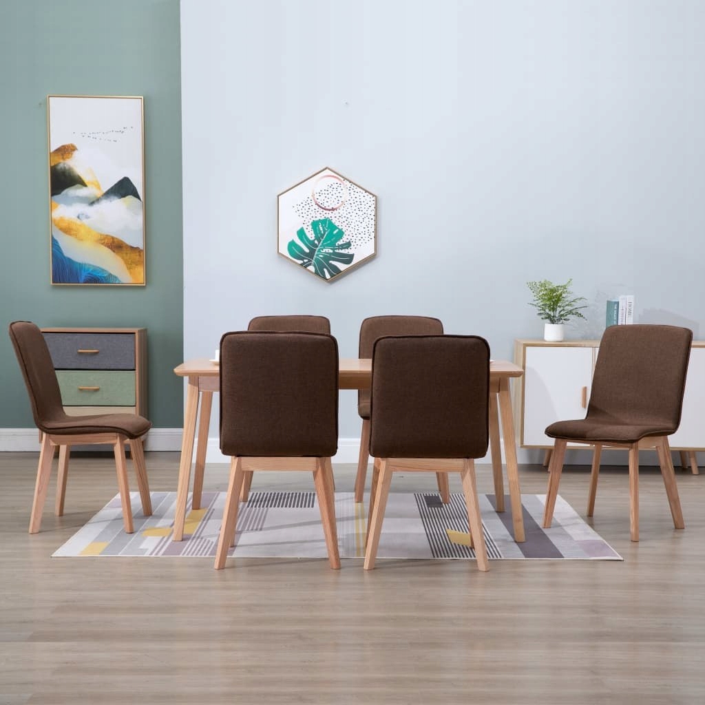 Jedálenské stoličky, 6 Ks, hnedá, textílie a litovské
